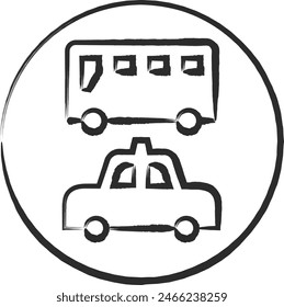 Single brush-drawn illustration of a simple sign - For authorized vehicles only