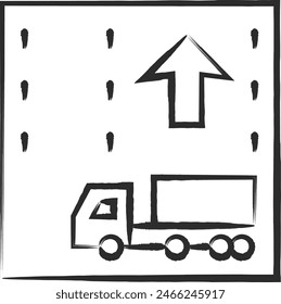 Single brush-drawn illustration of a simple sign: Highway traffic classification for towing vehicles on national highways