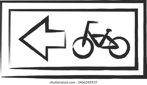 Single brush-drawn illustration of a simple sign - Specified small motorized bicycle bicycle one-way street