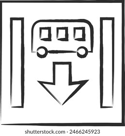 Single brush-drawn illustration of a simple sign: Dedicated traffic zone