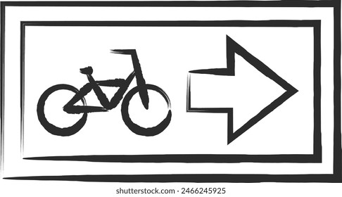 Single brush-drawn illustration of a simple sign - Specified small motorized bicycle bicycle one-way street