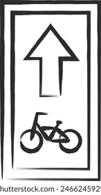 Single brush-drawn illustration of a simple sign - Specified small motorized bicycle bicycle one-way street