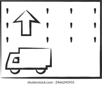 Single brush-drawn illustration of a simple sign - Traffic classification for a specific type of vehicle