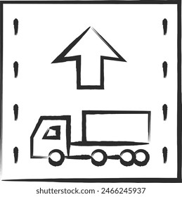 Single brush-drawn illustration of a simple sign - designated section of the first traffic zone on the motorway exclusively for towing vehicles