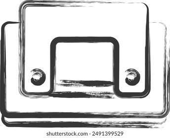 Single brush-drawn illustration of stationery-related hole punch
