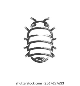 Single brush-drawn mini insect icon Pillbug