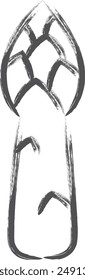 Single brush-drawn vegetable illustration asparagus