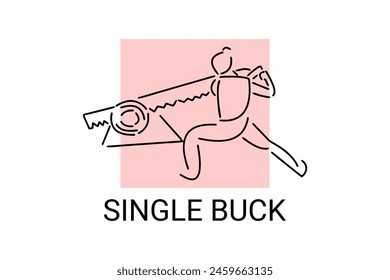 single buck vector line icon. lumberjack sport. athlete sawing logs pictogram illustration.