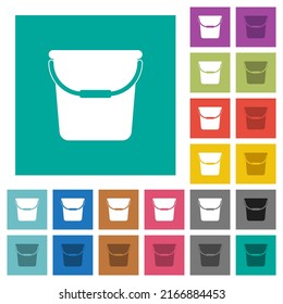 Iconos planos multicolores de una sola cubeta en fondos cuadrados simples. Se incluyeron variaciones de iconos blancos y oscuros para efectos de movimiento o activos.