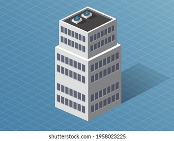 Single building downtown Isometric 3D dimensional house of the modern architecture of urban construction.