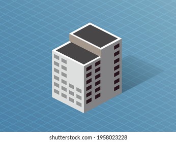 Single building downtown Isometric 3D dimensional house of the modern architecture of urban construction.
