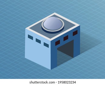 Single building downtown Isometric 3D dimensional house of the modern architecture of urban construction.