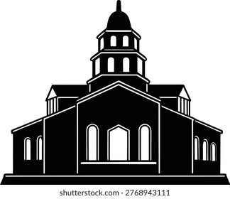single building silhouette vector white background