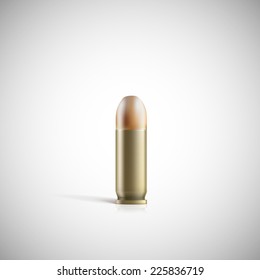 Single bullet. 9 mm bullet on a white background