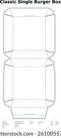 Single Burger Box Packaging Die Cut Template Vector Illustration For Fast Food Restaurant And Food Delivery Services