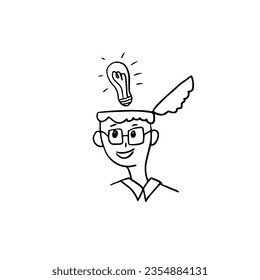 Single business element of genius idea in doodle style. Hand drawn EPS10 vector illustration. Great for banners, posters, web, stickers and professional designs.