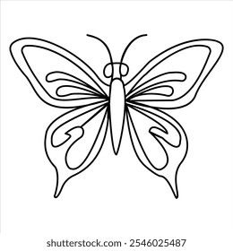 A single butterfly Line art