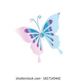 Ilustración vectorial de una sola mariposa. Arte de mariposa para tarjetas de felicitación, invitaciones, decoraciones y otros diseños