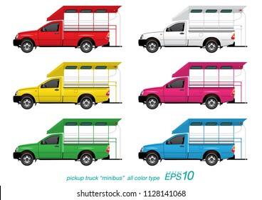 Single cab pickup truck template, adapt to minibus style, first choice of transportation in Thailand,
isolated car on white background.