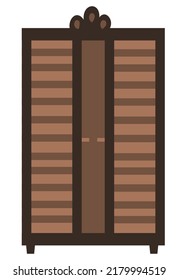 Single cabinet or wardrobe vector illustration isolated on white background.