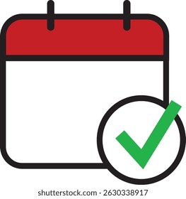 single calendar date appointment itinerary vector illustration icon with green mark check icon