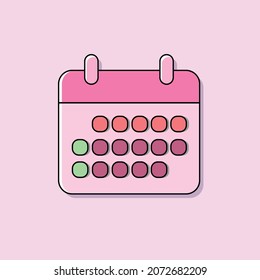 Single calendar icon with pink background. 
