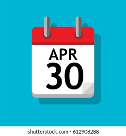 A single calendar page of April. Flat on blue background.
