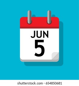 A single calendar page of June. Flat on blue background.