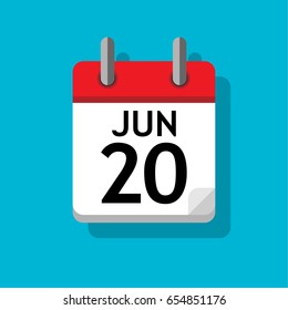A single calendar page of June. Flat on blue background.