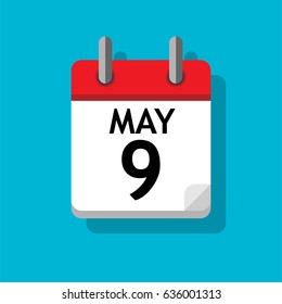 A single calendar page of May. Flat on blue background.