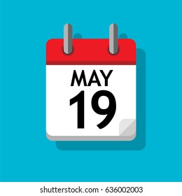 A single calendar page of May. Flat on blue background.