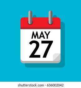 A single calendar page of May. Flat on blue background.