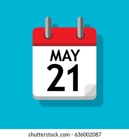 A single calendar page of May. Flat on blue background.
