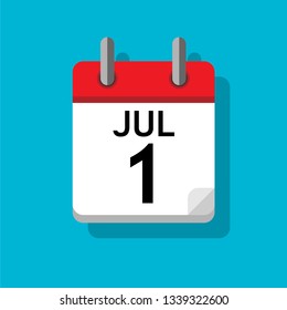 A single calendar page of month July. Flat on blue background.