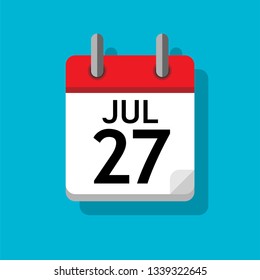 A single calendar page of month July. Flat on blue background.