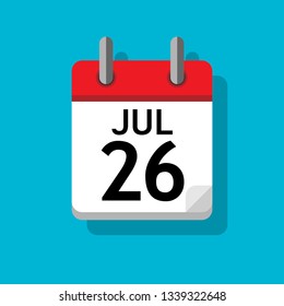 A single calendar page of month July. Flat on blue background.