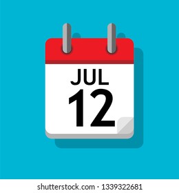 A single calendar page of month July. Flat on blue background.