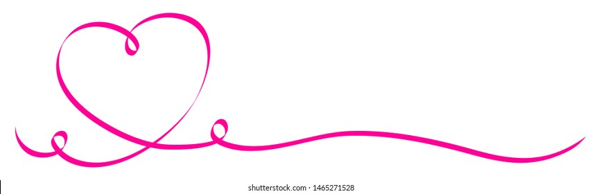 Single Calligraphy Dark Pink Heart With Two Swirls Ribbon