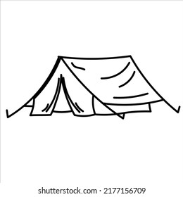Single Camping tent on white background flat vector desigh