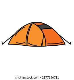 Single Camping tent on white background flat vector desigh