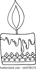 Single candle. drawing in a vector by hand. To design greeting cards for Easter, things, cover, decoupage.
