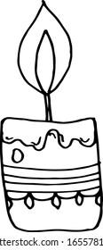 Single candle. drawing in a vector by hand. To design greeting cards for Easter, things, cover, decoupage.