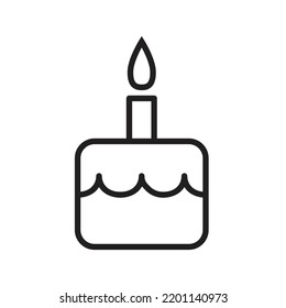 Una vela en una sola tarta con un icono de estilo de línea