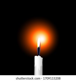 Single candle shining on the dark background. Banner/placard/flyer. background for various occasions/events/memorial etc.  Space for custom text.