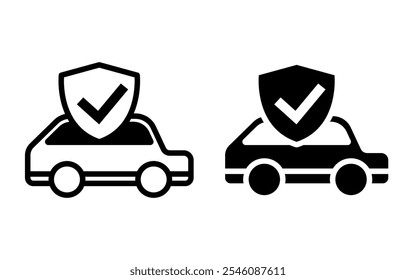 Caricatura del objeto del icono del seguro del coche solo, Vector plano de la etiqueta engomada