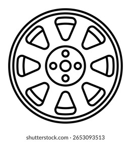 Símbolo abstracto del elemento del contorno mecánico del icono de la línea limpia del recambio del solo coche para el mantenimiento del taller del garaje del servicio del vehículo