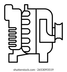 Símbolo abstracto del elemento del contorno mecánico del icono de la línea limpia del recambio del solo coche para el mantenimiento del taller del garaje del servicio del vehículo