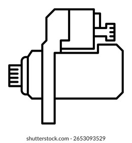Símbolo abstracto del elemento del contorno mecánico del icono de la línea limpia del recambio del solo coche para el mantenimiento del taller del garaje del servicio del vehículo