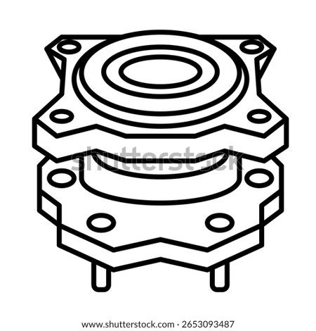 Single car spare part clean line icon mechanic outline element abstract symbol for vehicle service garage workshop maintenance