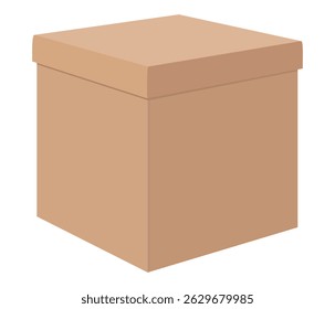 Single cardboard box for storage and packaging on a white background